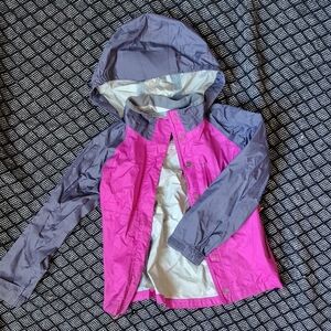 Girls' REI Pink and Gray Lightweight Hooded Rain Jacket Size 4-5